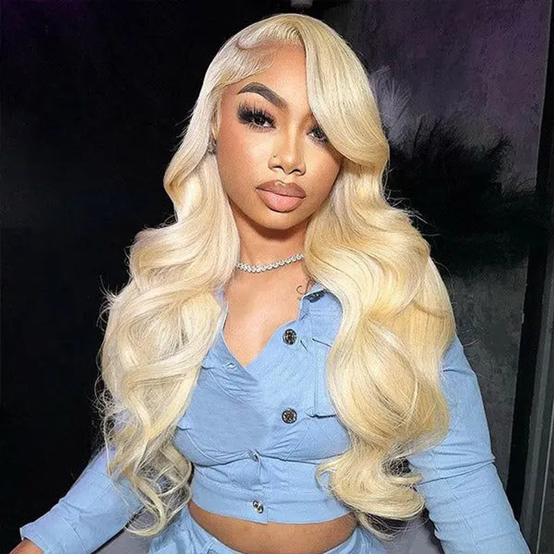 [Super Deal] Hot Star 40Inch 613 Blonde Body Wave 13X6 HD Transparent Lace Frontal Human Hair Wigs 180% Density Brazilian Hiar Straight 13X4 Lace Front Human Hair Wigs