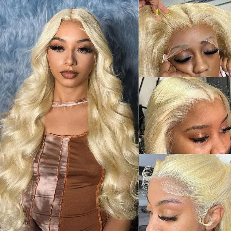 [Super Deal] Hot Star 40Inch 613 Blonde Body Wave 13X6 HD Transparent Lace Frontal Human Hair Wigs 180% Density Brazilian Hiar Straight 13X4 Lace Front Human Hair Wigs