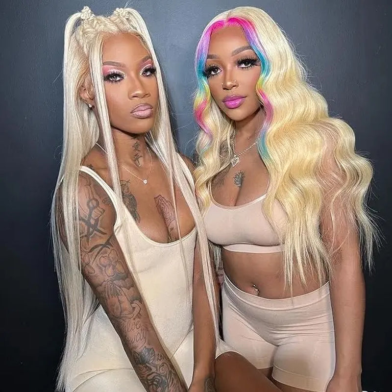 [Super Deal] Hot Star 40Inch 613 Blonde Body Wave 13X6 HD Transparent Lace Frontal Human Hair Wigs 180% Density Brazilian Hiar Straight 13X4 Lace Front Human Hair Wigs